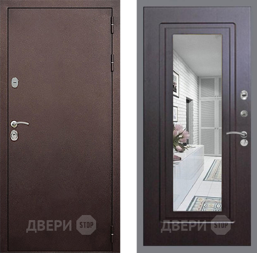 Входная металлическая Дверь Стоп КЛАССИК Медь Зеркало ФЛ-120 Венге в Щёлково