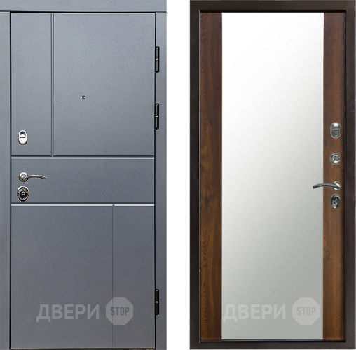 Входная металлическая Дверь Престиж Горизонт Грэй Зеркало Дуб в Щёлково