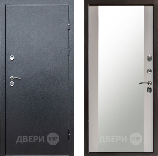 Входная металлическая Дверь Престиж TERMO с терморазрывом Снегирь Серебро Зеркало Лиственница белая в Щёлково